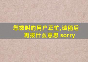 您拨叫的用户正忙,请稍后再拨什么意思 sorry